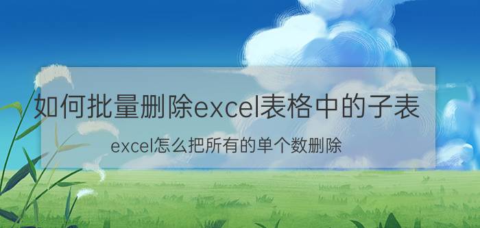 如何批量删除excel表格中的子表 excel怎么把所有的单个数删除？